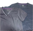 Lot Of 2 Healing Hands Purple Label Grey Scrub Top Women   s Sz S Joy   Jasmin