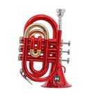 Pocket Trumpet Brass Musical Instrument With Mouthpiece   Hard Case Red