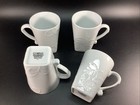 4 Corelle Coordinates Cherish Mugs Porcelain White Embossed Floral Corning Mint 