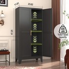 Metal Storage Cabinet 2 Doors 3 Adjustable Shelves Kitchen Pantry Laundry Room