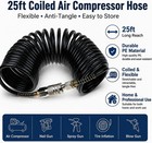 25ft Air Compressor Hose With Bend Restrictor And 1 4 Quick Coupler