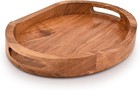 Tray Acacia Wood Oval Large Tray With Handle Serving Trays For Living Room Home