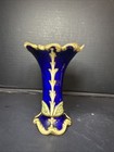 Pair Vintage Antique Cobalt Blue Gold Fine Porcelain Candlesticks Rocco Style