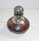 Antique Art Noveau Sterling Overlay Clear   Orange Glass Decanter 6 