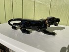 Vintage Mcm Black W gold Panther Jaguar Ceramic Stalking Figure Statue 13  Retro