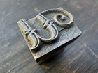 Antique Letterpress Printing Block - Letter U Ornate Storybook Art Nouveau Style