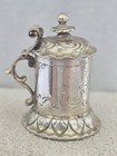 Antique German 800 Silver Miniature Tankard Stein Dollhouse Mignonette Hinged Li