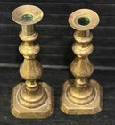 Pair Of Antique Brass Candlesticks  American Or English  C  1900