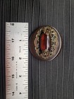 2 1 4    Antique Victorian Brass Filagree W dark Stone Bakelite Regal Button 