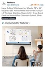 Rolling Whiteboard Double Sided Magnetic 72 x 36  Inch