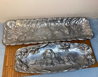 2 Vintage Arthur Court Bunny Rabbit Aluminum Pewter Serving Trays 1990   1994