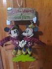 Vintage Mickey   Minnie   s Tree Farm Rare Disney Christmas Ornament Faux Carved