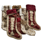 Kingsbury Home Luxury Set 0f 5 Vintage Satin   Velvet Large Christmas Stockings