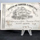 1862 50c North Carolina Obsolete Note Raleigh Nc Civil War Currency Banknote