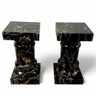 Set Of Portoro Black Marble Bookends Italian Marble Art Column H17cm