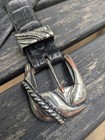 Vtg Vicenza Sport Black Croc-embossed Western Leather Belt-size 36