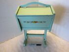 Vintage  Handcrafted Folk Art Wood Child s Flip Top Sewing Box Stand 16 5 t 1940
