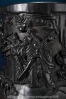 5 6  Old Chinese Ebony Wood Carving Immortal Pattern Brush Pot Pencil Vase