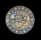 Large   Antique Victorian Pewter  Button water Lily   Cat Tails   Nice Border