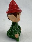 Vintage Artmark Sitting Christmas Pixie Elf Ceramic Figurine Green Red 3  Label
