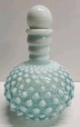 Vintage Fenton Blue Opalescent Hobnail Perfume Bottle Wrisley Cologne W  Stopper