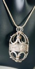Antique English Sterling Silver Thimble Holder cage pendant