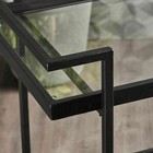 Brose Indoor Industrial Black Iron Bar Cart With Tempered Glass Shelves