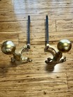 Vintage 1919 Brass   Cast Iron Cannonball Claw Foot Fireplace Andirons Firedogs