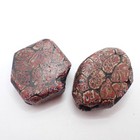 Pair Large Old Tabular Watermelon Venetian Beads Antique Glass African Trade