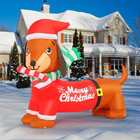 5 Ft Christmas Inflatables Dog Outdoor Decorations Dachshund Dog Blow Up Yard Ch