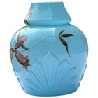 Antique Victorian Bristol Vase Blue Opaline Blown Glass French Hand Painted Vtg