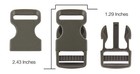 10-country Brook Design   1in Foliage Green Flat Side Release Buckle triglide Set