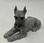 1988 Italy Castagna Gray Schnauzer Laying Down Dog Figurine 3 5   x5 5    Vintage