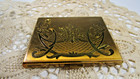 Vintage Elgin American Etched Flower Gold Tone Loose Purse  Make-up Compact