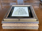 Victorian Jewelry Dresser Box Hand Tinted Fashion Litho Carved Wood Glass Mirror
