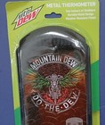 Mountain Dew Metal Thermometer Skull Motorcycle Man Cave Antique Vintage Style