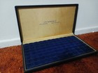 E w  Reynolds Co  Antique Ring Display Case Box Blue Velvet Gold Accents Rare