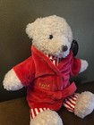 Fao Schwarz Teddy Bear Plush Red Robe Striped Pajamas 12    Nwt