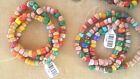 1 Strand Pink Green Yellow Crow Africa Trade  Bead Murano Venetian Vintage Glass