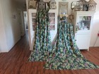 So Mcm Meets Tiki Hut Drapes Barkcloth Era Gorgeous Floral   Bamboo On Green