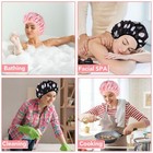 2pcs Women Shower Caps Elastic   Reusable Hair Bath Caps Double Waterproof Layer