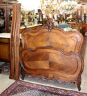 French Antique Carved Walnut Louis Xv Full Size Bed   Nightstand