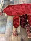 Christmas Mantle Scarf Banner Burgundy Red  Gold Velvet Tassels     20  X 72 