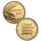 1991 U s Mint Mount Rushmore Anniversary Gold   Silver 3 Coin Proof Set Box  coa