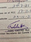 Credentials Of Founding Member Of Cuban Communist Party Signed By Fidel Castro