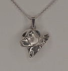 Large Sterling Silver Pit Bull Terrier   Am Staff Angel Pendant