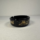Vintage Disneyland Black Glass Ashtray Gold Theme Park Attractions Trinket Dish