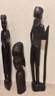Vintage African Hand Carved Wood Tribal Statues - Set Of Four