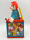 Vintage Mattel Jack In The Music Box Pop Up Clown Red Yellow Blue 1970 s Works