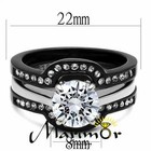 Women s 2 25 Ct Round Cut Cz Black Stainless Steel Wedding Ring Set Size 5-11